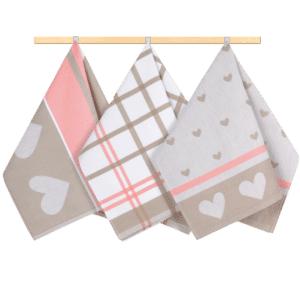 Utěrky bavlněné 155 srdce růžová, béžová